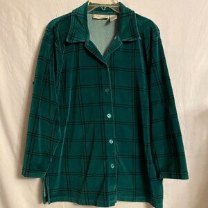 Vintage Studio Works & Co Velvety Green/Black Plaid Long Sleeve (So Soft) Shirt
